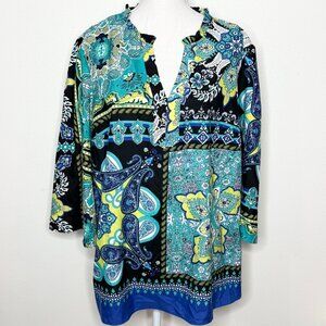 Olivia & Martin Boho Patchwork Tunic Top Womens Size 1X Maximalist Artsy Chic